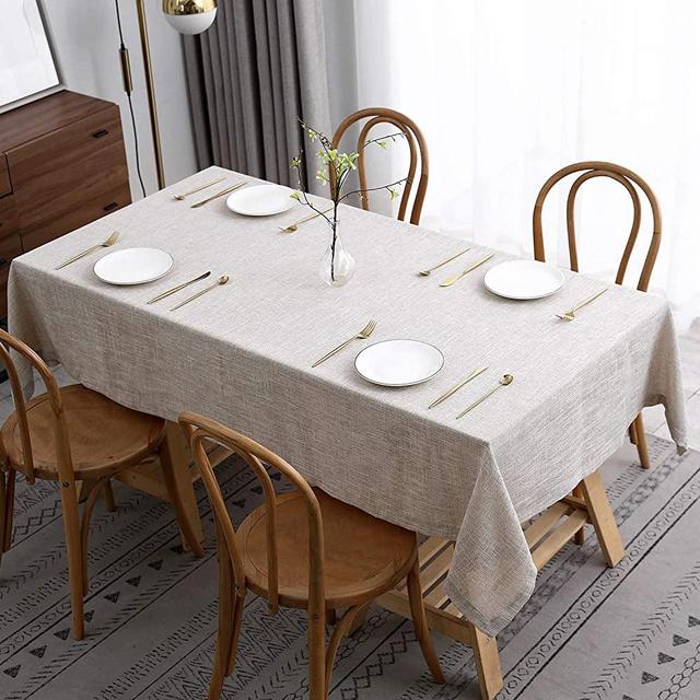 maxmill Flaxy Faux Linen Tablecloth with 2-Tone Slubby Texture Wrinkle Free Soft Table Cloth for Kitchen Dining Tabletop for Outdoor and Indoor Use Rectangle 60 x 84 Inch Linen