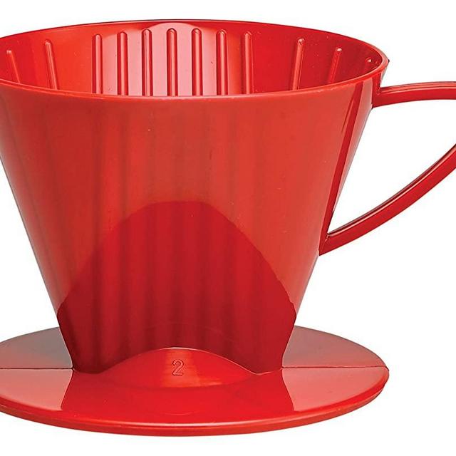 HIC Coffee Filter Cone, Red, Number 2-Size Filter, Brews 2 to 6-Cups