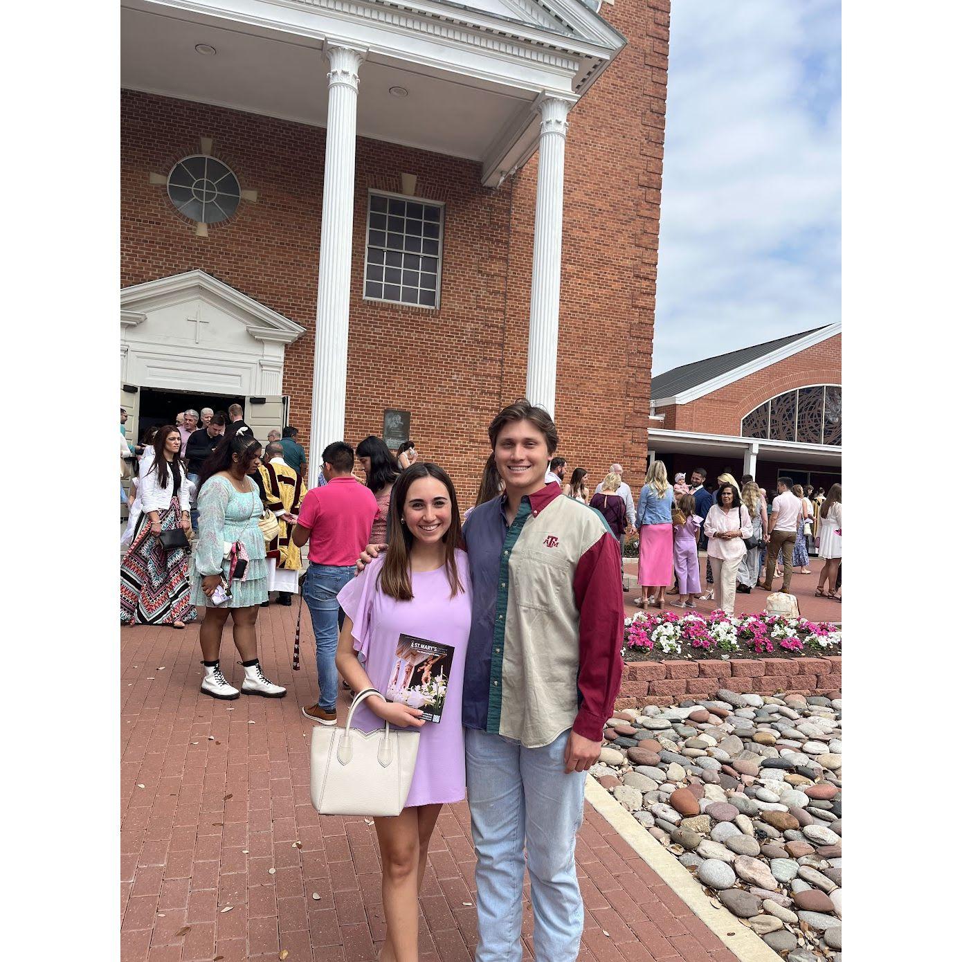 We attended many masses at St. Marys Catholic Church in College Station!