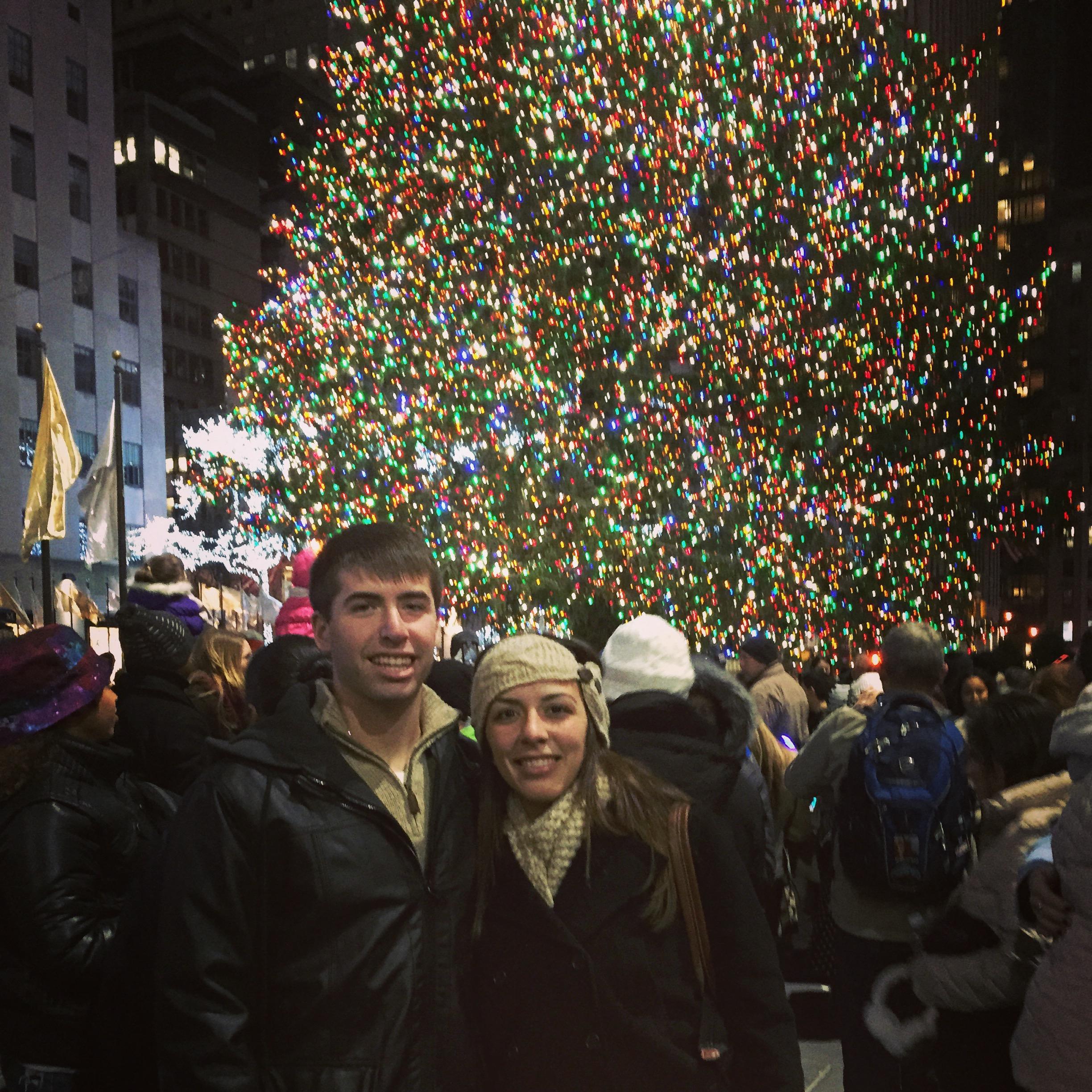 One of the first times we explored the city together. Of course, we saw the tree! (2014)