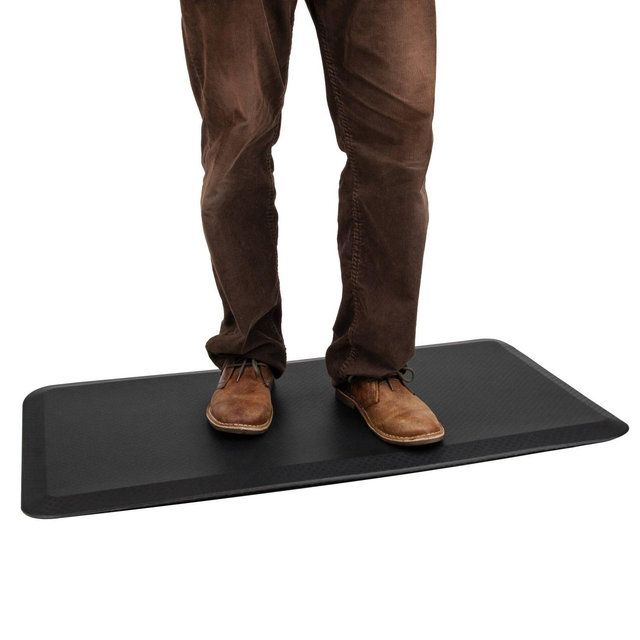 Mind Reader Anti Fatigue Kitchen Mat, Standing Desk Mat, Cushioned Mat, Office, Kitchen, Rubber, 39.5 x 20.25 x 0.75, Black