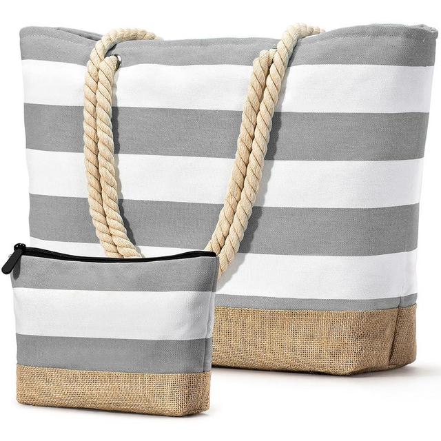 Becokan Beach Bag Personalized Valentines Day Birthday Gifts for Women Her Initial Travel Beach Tote Bag with Makeup Bag