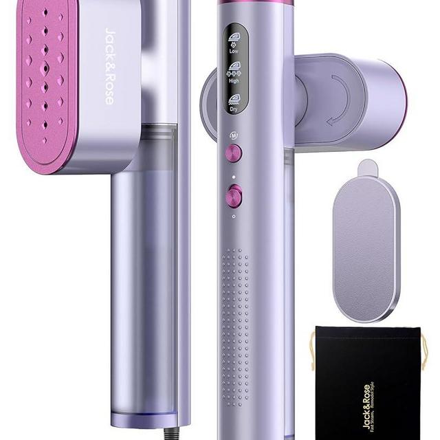 Jack ＆ Rose Dual Voltage Travel Steamer for Clothes,100-220V Portable Steamer,15s Heat Up,Steamer ＆ Iron 2 In 1, Travel Size Garment Steamer,Large Ceramic Heat Panel,for Global ＆ Europe Traveling