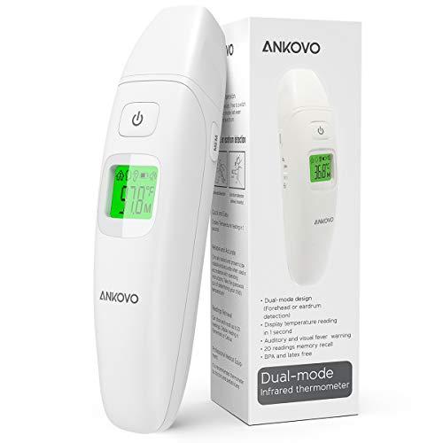 【Newest 2020 Model】Thermometer for Fever, 5-in-1 Professional Digital Medical Forehead with Ear Thermometer Fever Alarm and 20 Set Memory Function, Best Accurate Reading for Baby Kids and Adults