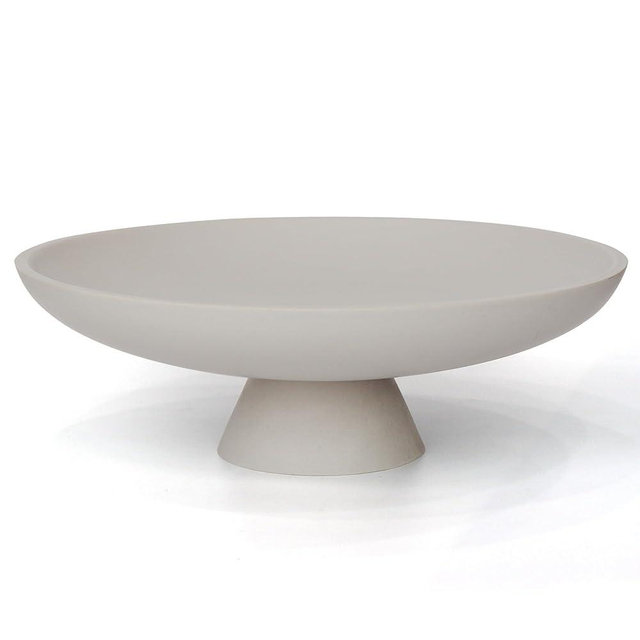 YMXYJM Modern Resin Pedestal Decorative Bowl, Large Fruit Bowl for Kitchen Counter, Stylish Key Bowl for Entryway Table, Grey