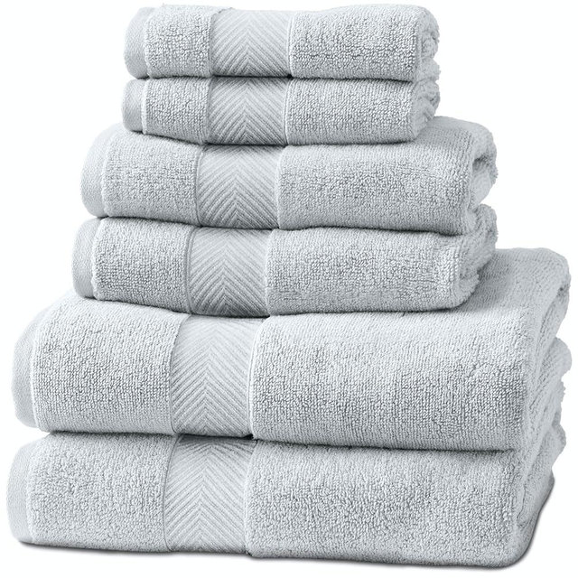 Natureva Viscose from Bamboo Bath Towels, Set of 6 | Super Absorbent, Quick Dry, Extra Plush | 70% Cotton 30% Viscose from Bamboo | Thick & Soft 700 GSM Luxury Shower Bathroom Towel | Color Mist