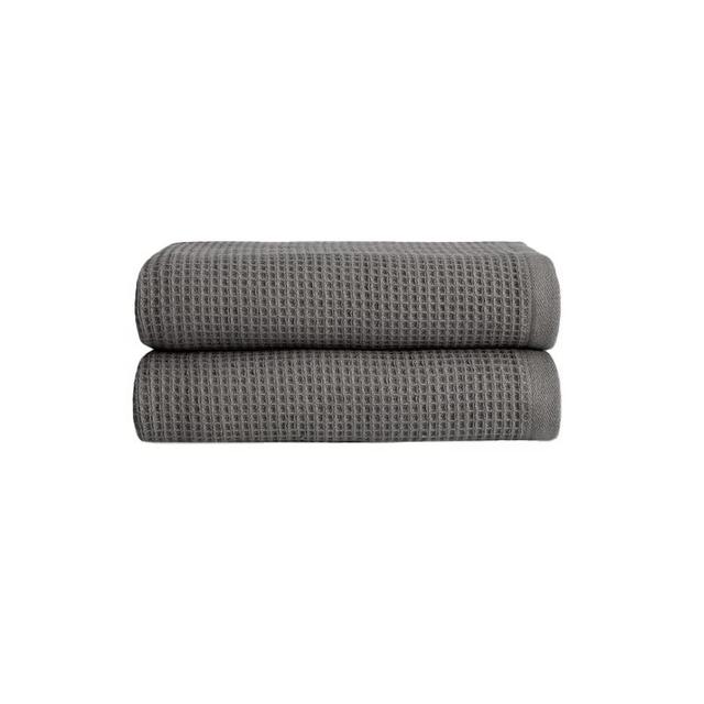 Cozy Earth Charcoal Waffle Hand Towels- Made from Cotton & Viscose from Bamboo, Plush, Absorbent, Soft