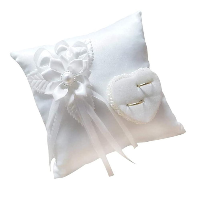 Veemoon Lace Pearl Wedding Ring Bearer Pillow Holder, 7.9 Inch Ring Bearer for Wedding