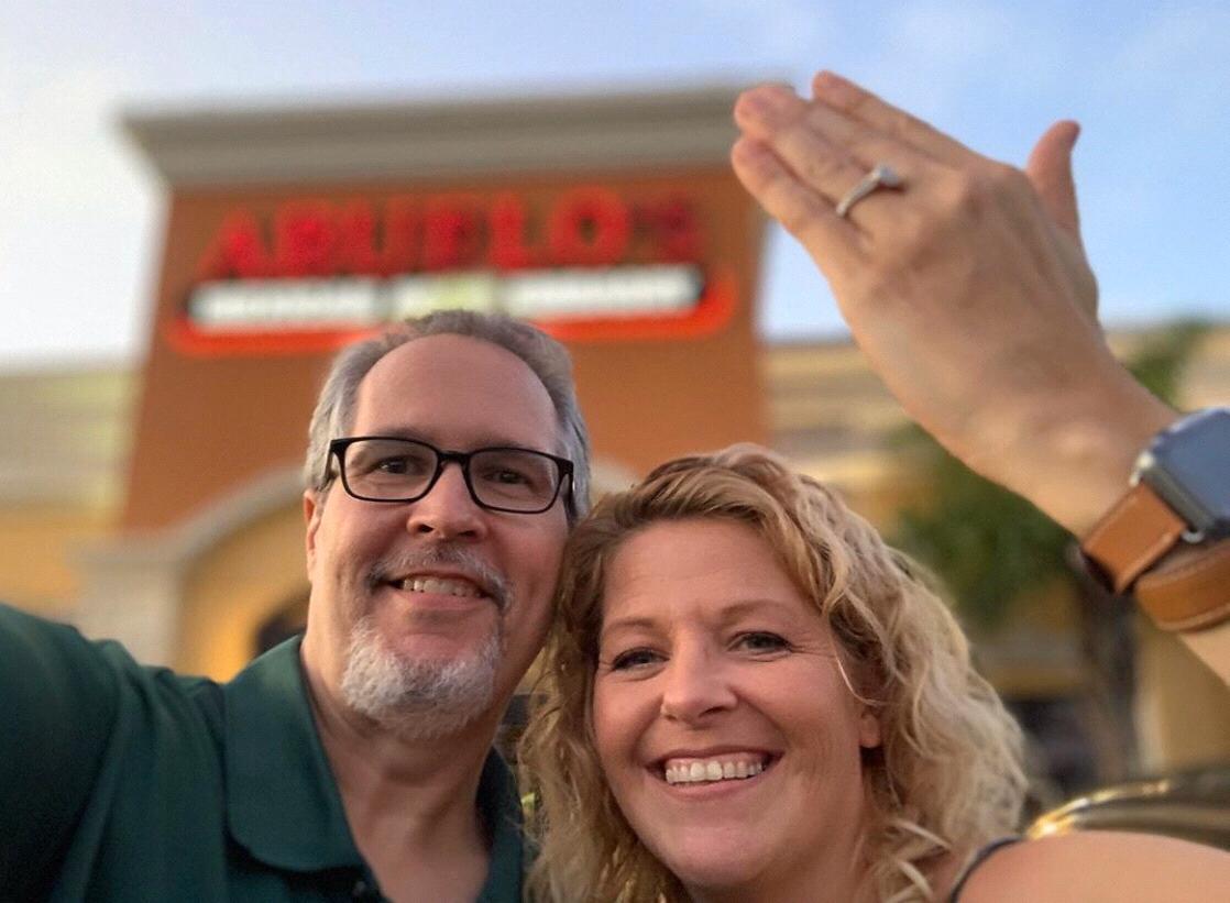 Engaged at the place we met