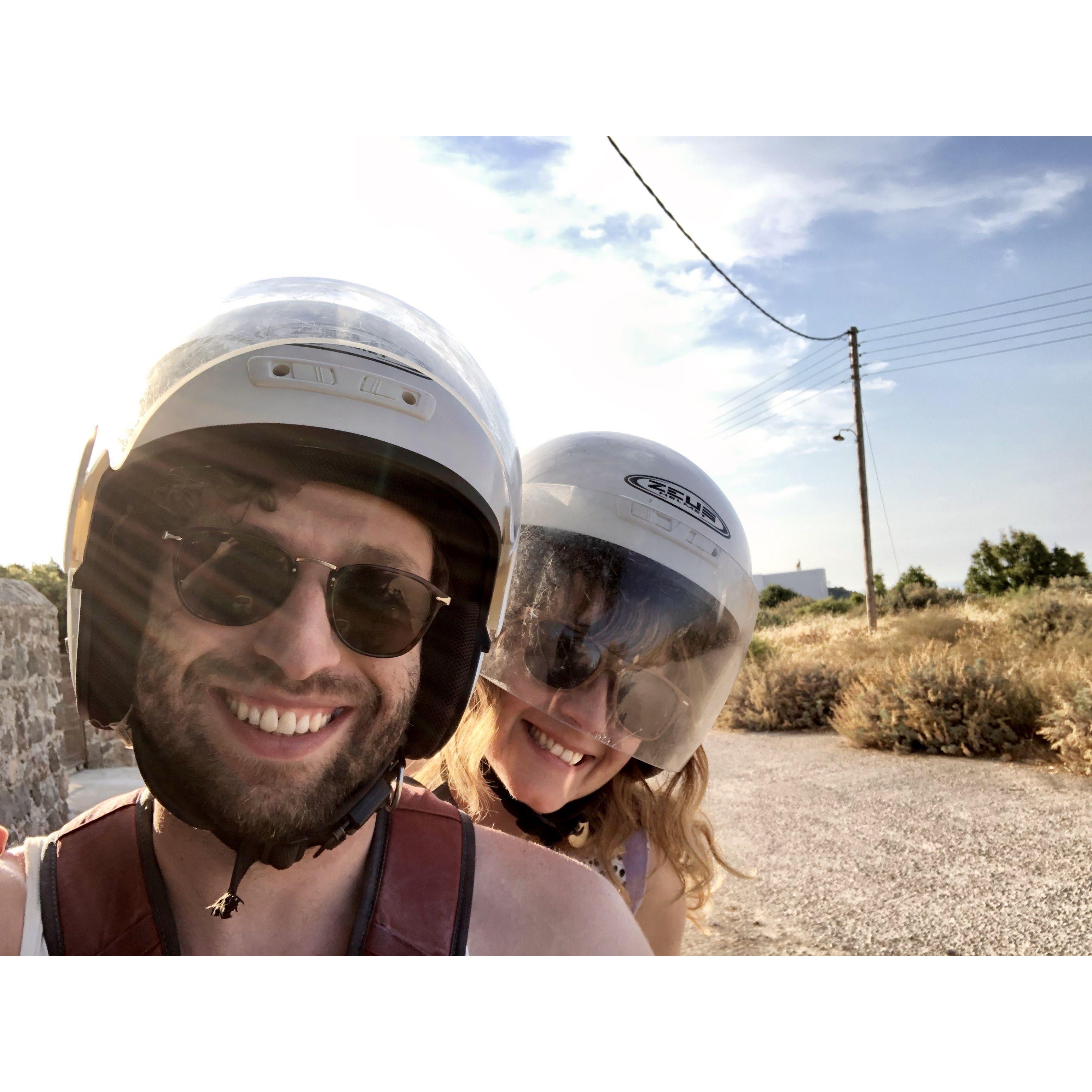 Riding an ATV around Milos, Greece