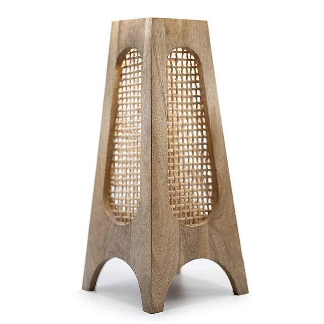 Little Tree Co. Rustic 18" Wooden and Wicker Handmade Candle Indoor Outdoor Lantern Decor with Hinged Door