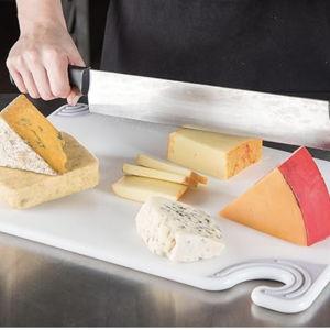 San Jamar Saf-T-Grip Plastic Cutting Board with Safety Hook, 12" x 18" x 0.5", White