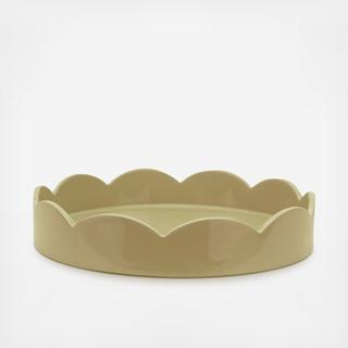 Small Round Lacquer Scalloped Tray