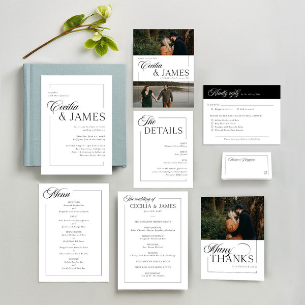 Carulas Portrait | White | Zola Wedding Invitations