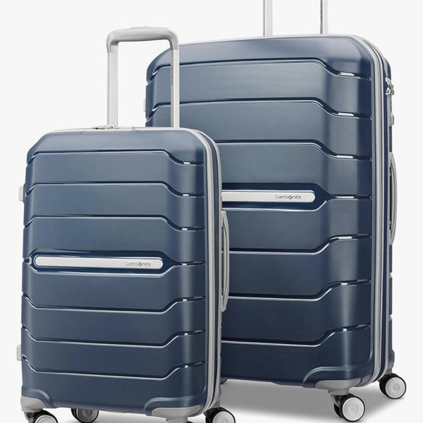 Samsonite Freeform 2-Piece Luggage Set - Carry-On & Large Checked Luggage with Dual Spinner Wheels - Durable Polypropylene Hardshell - TSA Lock, Airline-Approved - Expandable Hard Shell - Navy