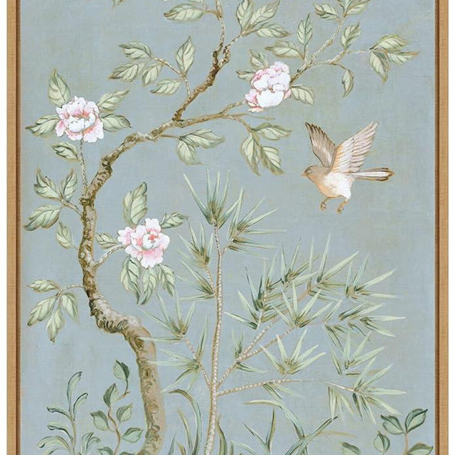 Amanti Art Framed Canvas Wall Art Print (16x23) Spring Flower Mural II Blue by Julia Purinton Float Framed Canvas Art for Wall Decor, Living Room, Bedroom, Bathroom, Kitchen, Office or Business