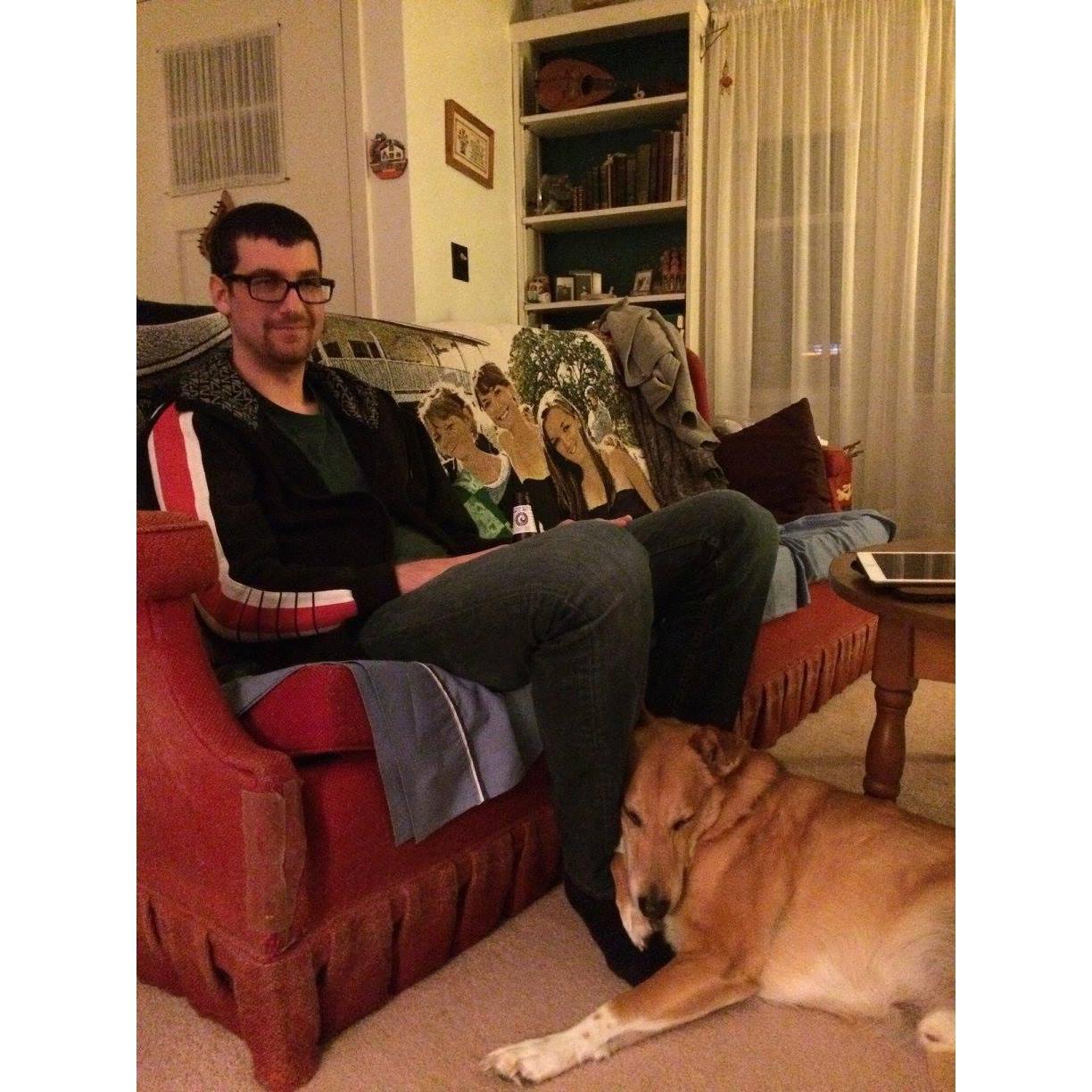 Hallie's Grandma's dog, Buff, instantly took to Josh -- especially to his feet. It was the highest form of approval, so a wedding was inevitable.