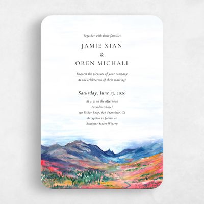 Pink Rounded Wedding Invitation - Deepcreek Portrait