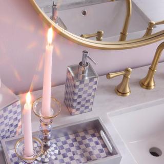 Violet Check Glass Soap Pump