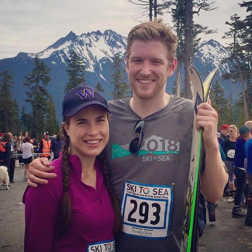 First two legs of the Ski to Sea relay race in Bellingham- Cross country and downhill ski- May, 2018