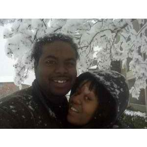 Our first Texas snow. It was cold out but he's love kept me warm.