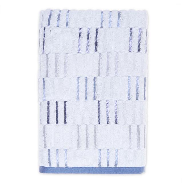 Fashion Value Style Lounge Herringbone Plaid Bath Towel in Indigo