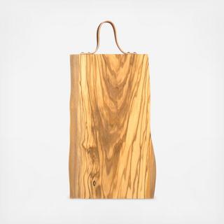Organic Olive Wood Cutting Board with Leather Handle