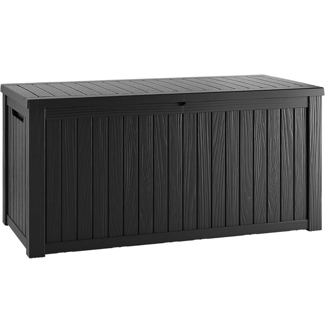 150 Gallon Resin Deck Box, Waterproof Outdoor Storage Box for Patio Furniture, Garden Tools, and Pool Accessories, Lockable UV-Resistant Storage Bin Bench Cabinet for Outside, Black