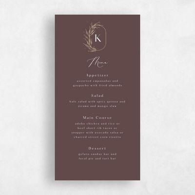 Brown Fall Wedding Menu - Eyota