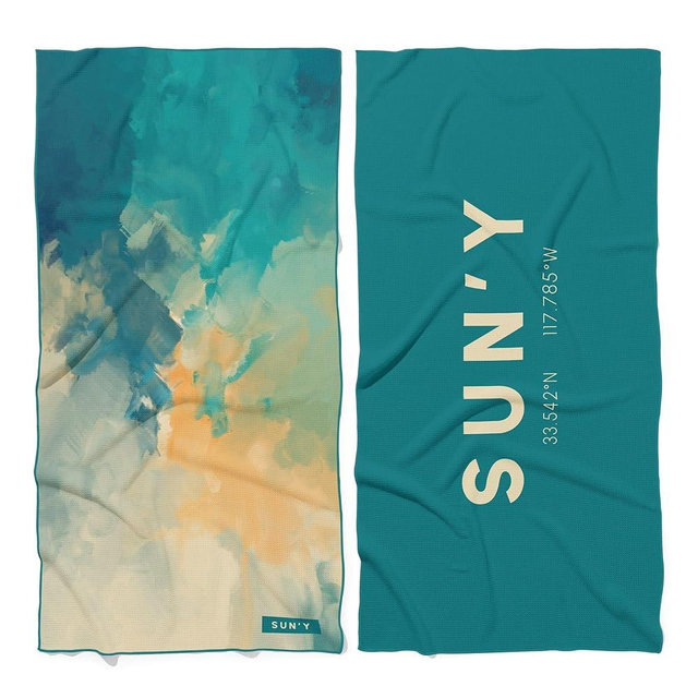 SUN'Y Microfiber Beach Towel: Beach Collection - Quick Dry, Sand Free Beach Towel, Compact Travel Towel, Lightweight - Large Beach Towel (63” x 31.5”), Laguna Beach