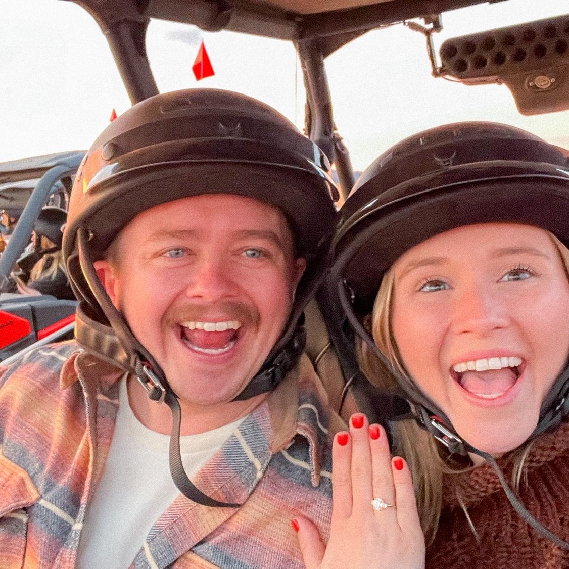 After Rob proposed, we drove back in on an ATV.