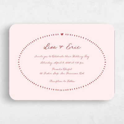 Pink Rounded Wedding Invitation - Jemima Landscape