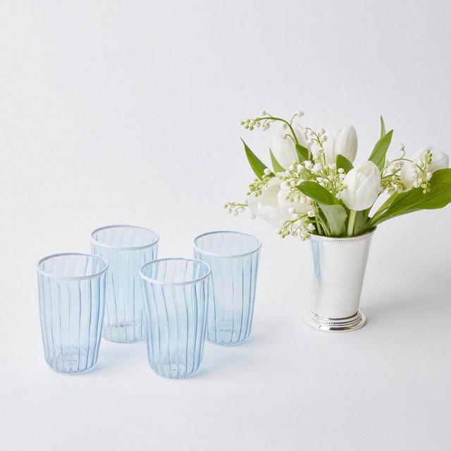Blue & White Rim Water Glasses (Set of 4)