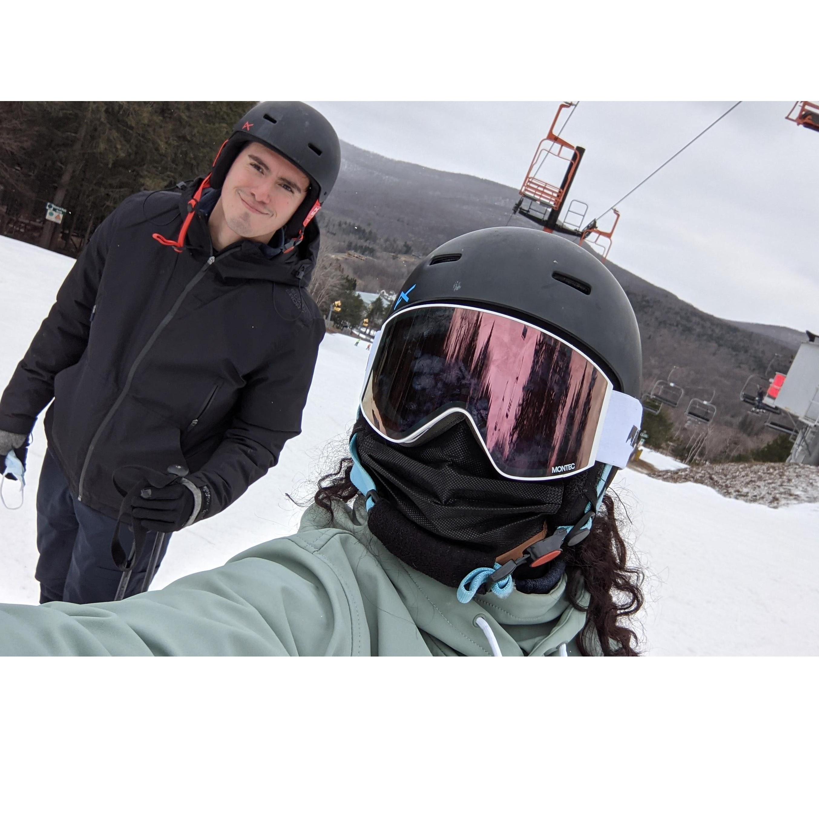 Skiing in the mountains
