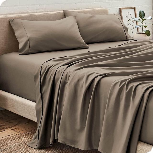Bare Home Split King Sheet Set - 1800 Ultra-Soft Microfiber Split King Bed Sheets - Double Brushed - Deep Pockets - Easy Fit - 5 Piece Set - Bedding Sheets & Pillowcases (Split King, Taupe)