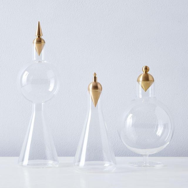 Geometric Glass & Brass Vessels