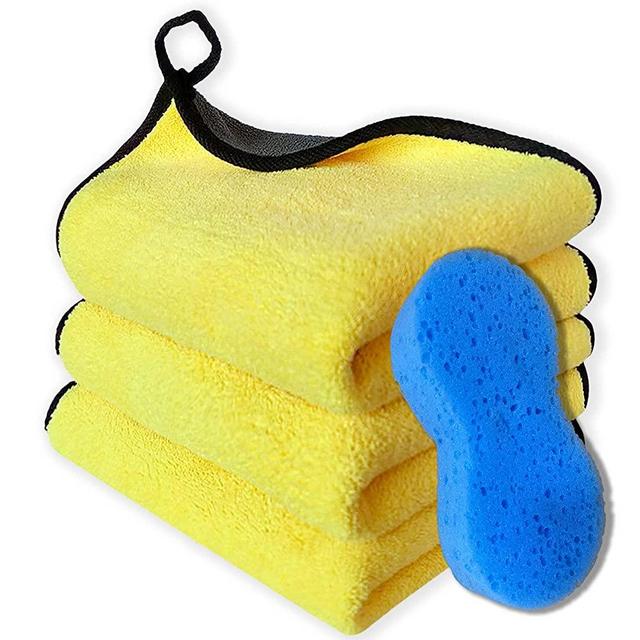 3PCS Microfiber Towels For Cars-Extra Thick Car Microfiber Drying Towel ，Absorbent Car Wash Towels/Rags，Micro Fiber Clothes For Cars/Detailing/Interior，Reusable-Microfiber Cleaning Cloth Dust Cloth