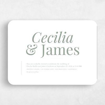 Green Rounded Wedding Invitation - Brunswick Landscape