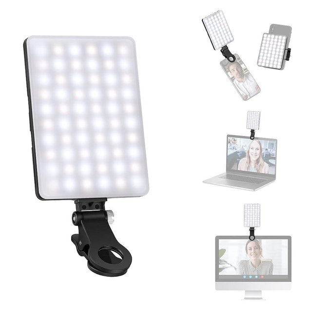 NEEWER LED Video Conference Light Kit with Clip & Phone Holder for iPhone/Tablet/Laptop, Dimmable CRI95+/3 Light Modes/Built in 2000mAh Battery for Zoom Calls/Remote Working/Live Stream/Selfies/TikTok