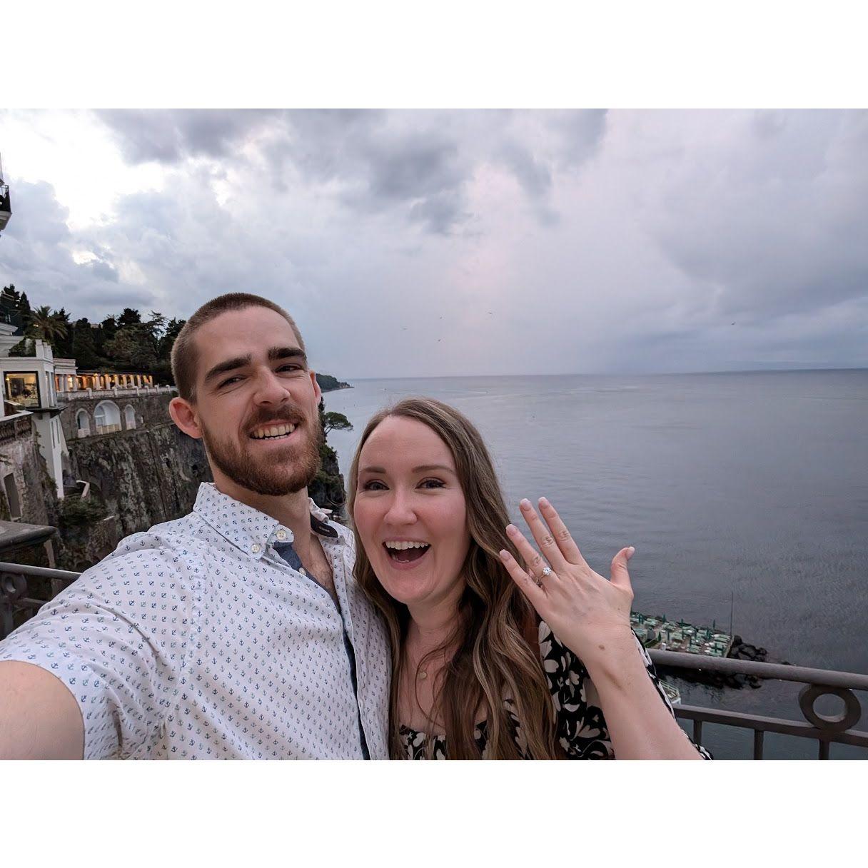 Moments after Brandon proposed and Becca said "Yes!" in Sorrento, Italy
