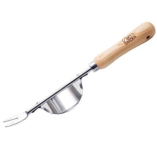 Cate's Garden Garden Hand Weeder Premium Gardening Tool for Weeding Your Garden - Heavy Duty Stainless Steel, Smooth Natural Ash Wood Handle and Leather Strap