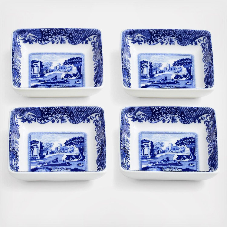 Spode, Blue Italian Square Dish, Set of 4 | Zola