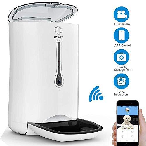 WOPET SmartFeeder,Automatic Pet Dog and Cat Feeder,6-Meal Auto Pet Feeder with Timer Programmable,HD Camera for Voice and Video Recording,Wi-Fi Enabled App for iPhone and Android