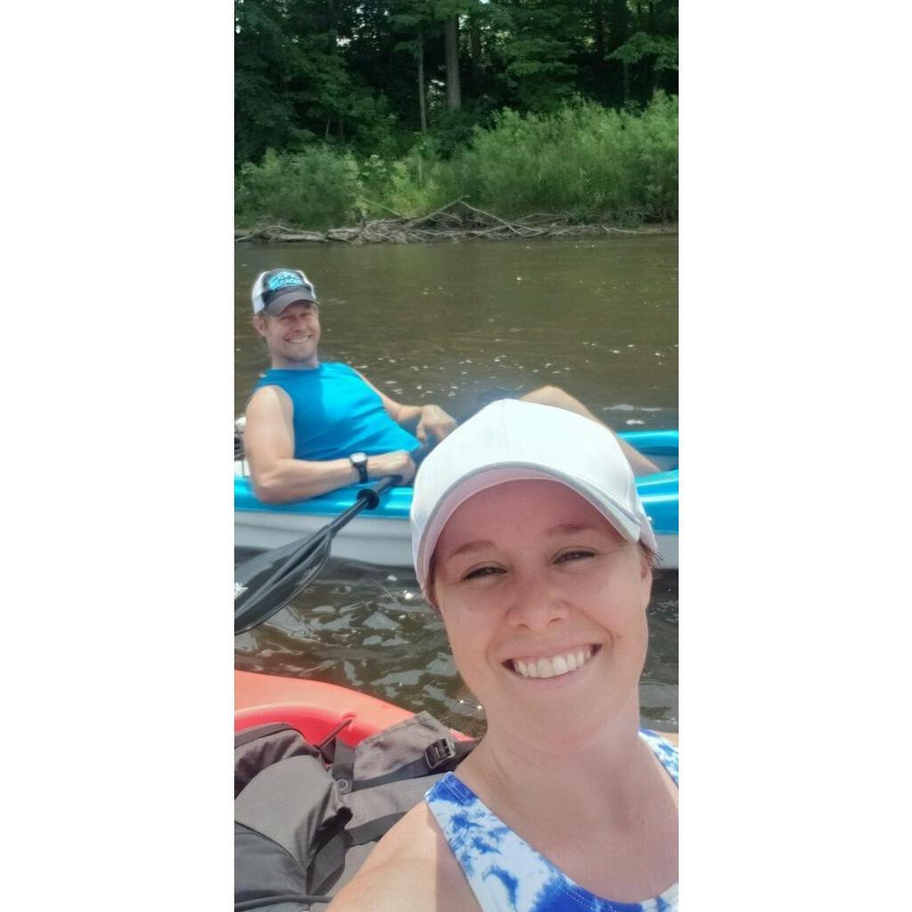 Kayaking together in Kalamazoo