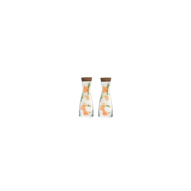 Bormioli Rocco Set Of 2 Ypsilon Carafe With Natural Cork Top Lid, 18.5 Oz. Star Glass Pitcher