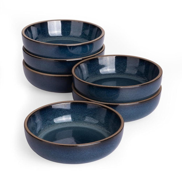 famiware Nature Ceramic Soy Sauce Dish, Dipping Bowls Set of 6, 3 oz Dipping Sauce Bowls/Dishes/Cups/Plates, Small Serving Bowls for Side Dishes, Condiments, Sushi, Appetizer, Dessert, Midnight Blue