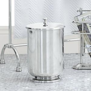 Mercer Lidded Waste Basket, Polished Nickel