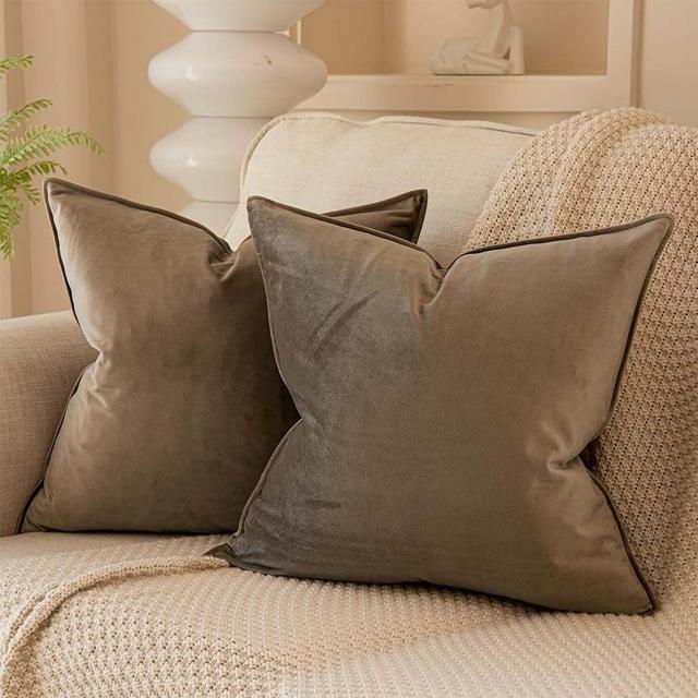 JUSPURBET Stone Decorative Velvet Throw Pillow Covers 20x20 inch Set of 2,Broadside Soft Cushion Case with Invisible Zipper for Sofa Couch Bed