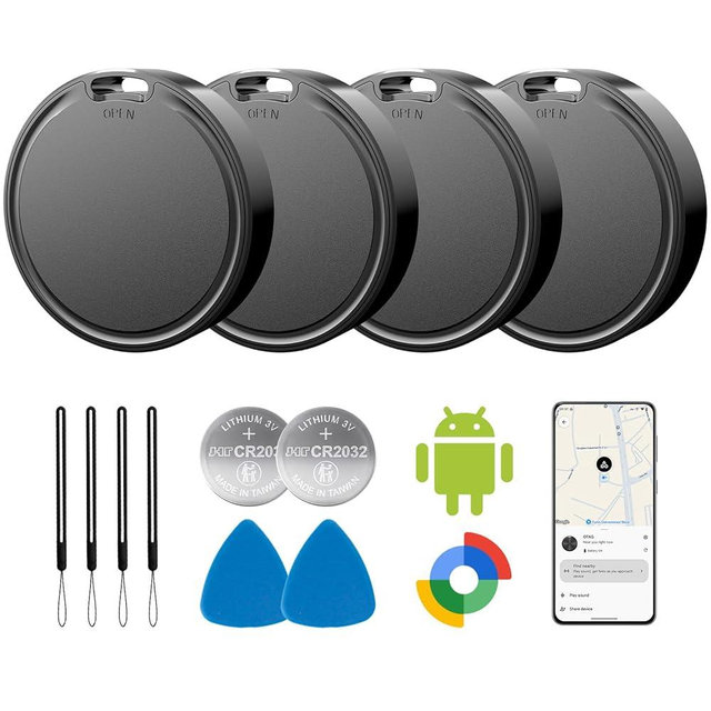 Air Tags for Android,Air Tags-4 Pack Android,Android Tracker Tags,2 Year Battery Life,Google Find Trackers for Google'S Find Hub App,IP65 Waterproof Luggage Tracker Android for Keys,Wallets,Suitcases