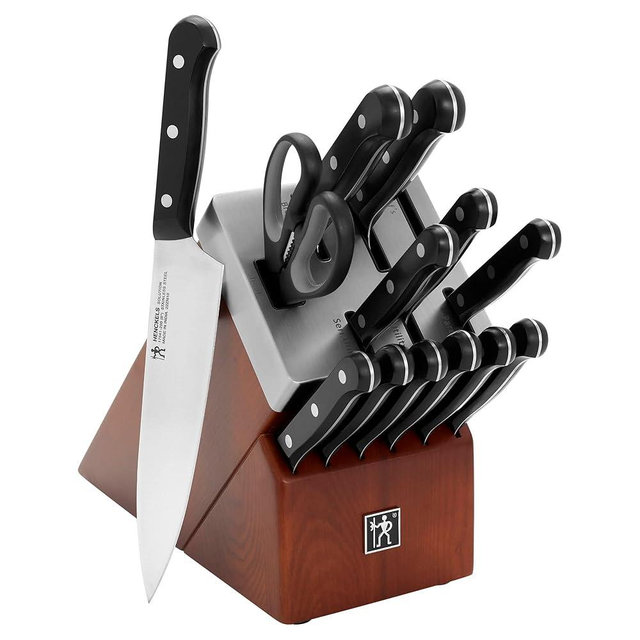 HENCKELS Solution Razor-Sharp 14-pc Self Sharpening Knife Block Set, Chef Knife, Bread Knife, Steak Knife, German Engineered Informed by 100+ Years of Mastery